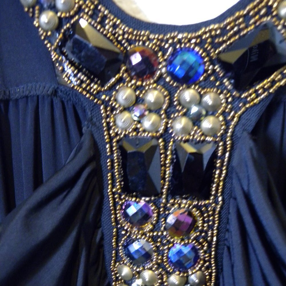 Kiwi Black Beaded Halter Style Top 1X - Picture 2 of 14
